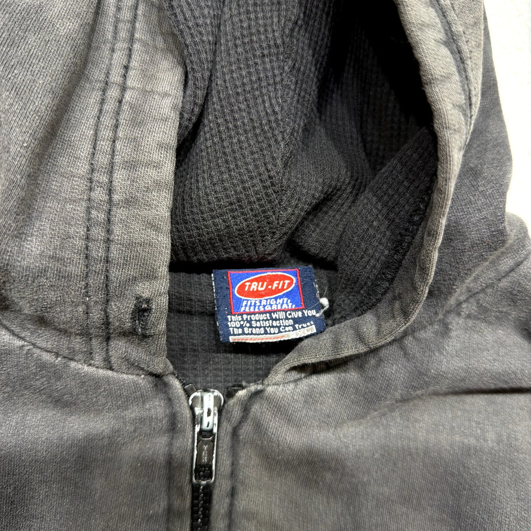 Vintage Black Thermal Lined Hoodie Size XXL