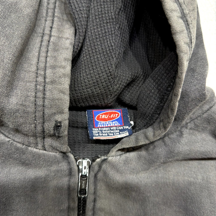 Vintage Black Thermal Lined Hoodie Size XXL