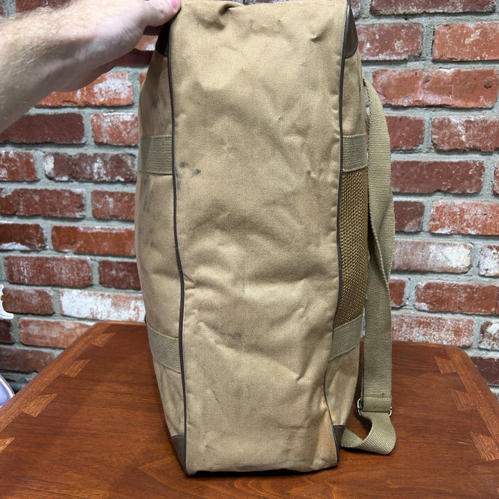 Ralph Lauren Duffle Bag Vintage Tan Canvas and Leather Travel Weekender Bag