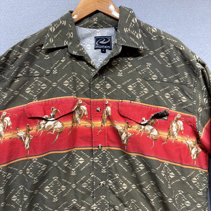 Vintage Roper Rodeo Western Pearl Snap Shirt Size Medium