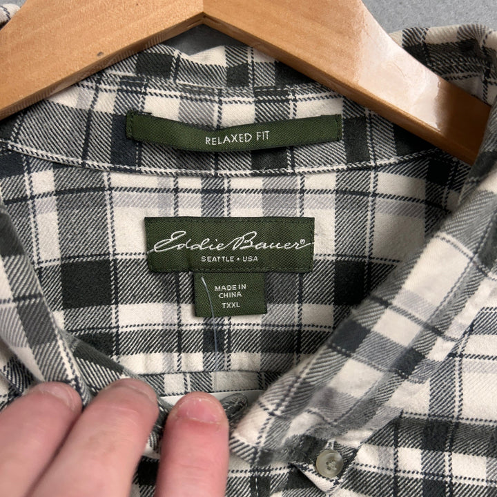 Eddie Bauer Black and White Plaid Shirt Size XXL