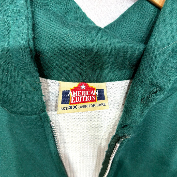 Vintage American Edition Thermal Lined Green Hoodie Size XXXL