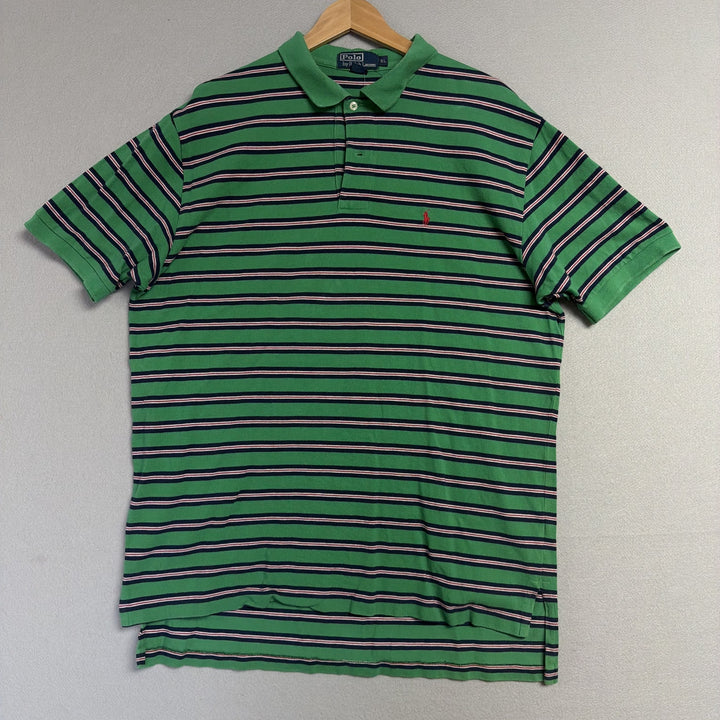 Vintage Ralph Lauren Green Striped Polo Shirt Size XL