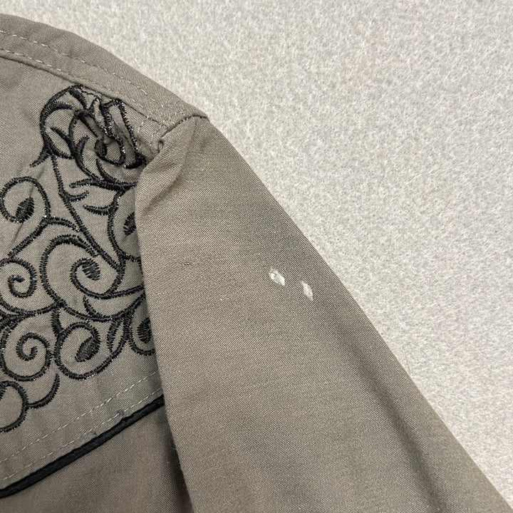Vintage West Tex Men's Grey Embroidered Western Button-Up Size Large