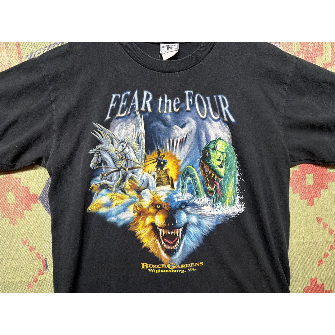 Busch Gardens Fear the Four Vintage T Shirt Size Large 2000s