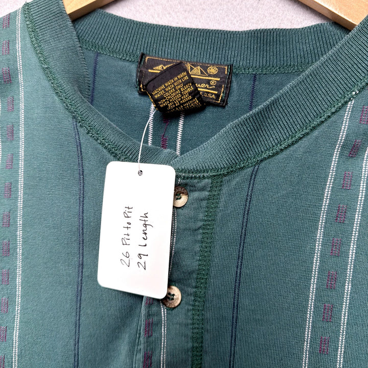 Vintage Eddie Bauer Striped Henley TShirt Size XXL