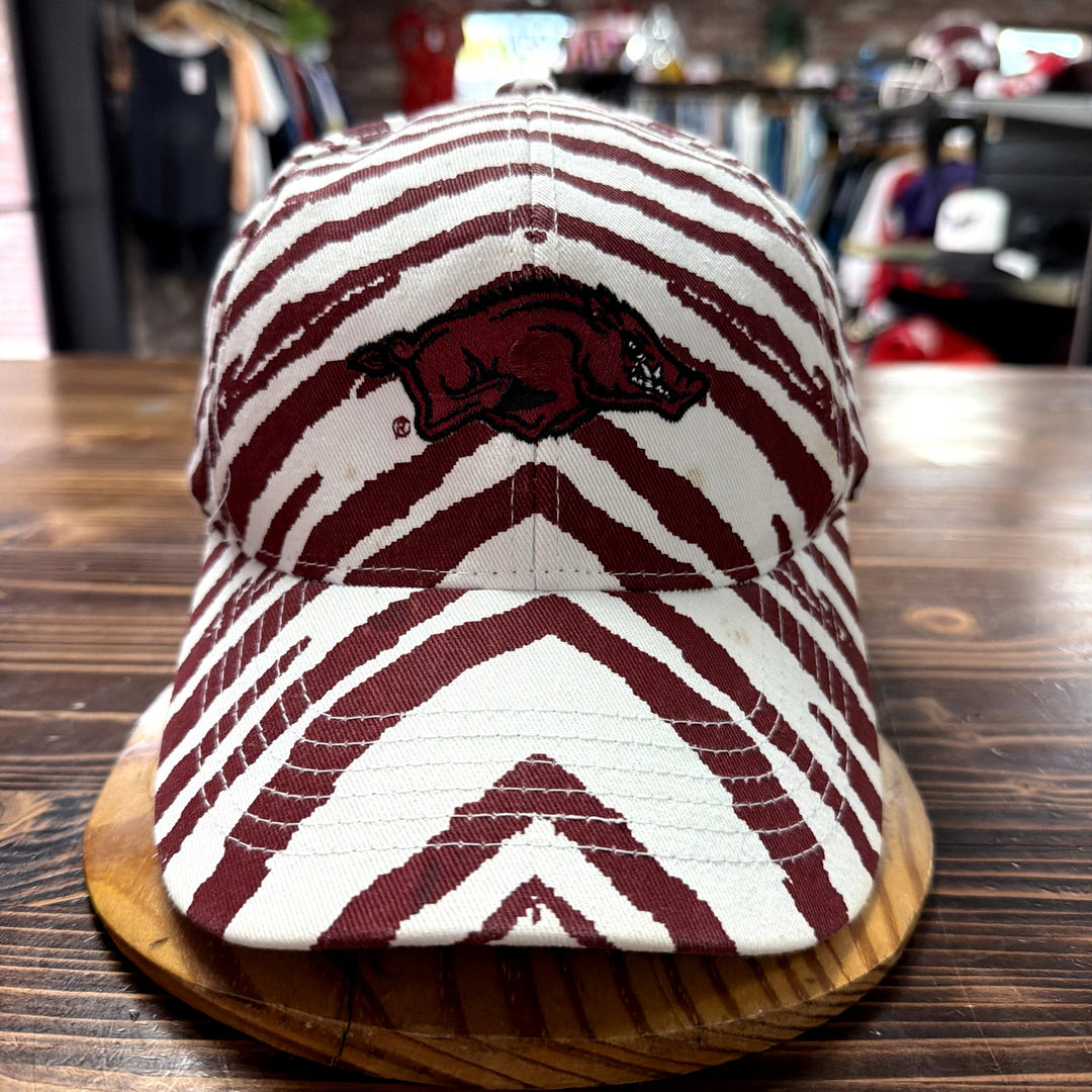 Vintage Arkansas Razorbacks Zubaz Striped Snapback Hat
