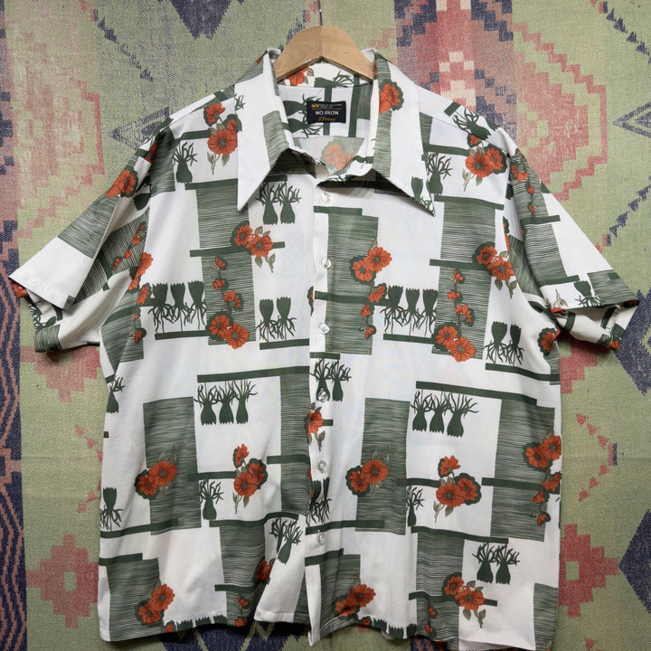 Jc Penney Vintage Floral Button Down Shirt XXL 70s