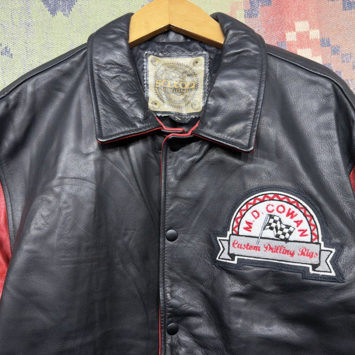 Vintage M.D. Cowan Drilling Rigs Odessa Leather Varsity Jacket Medium 2000s Oil