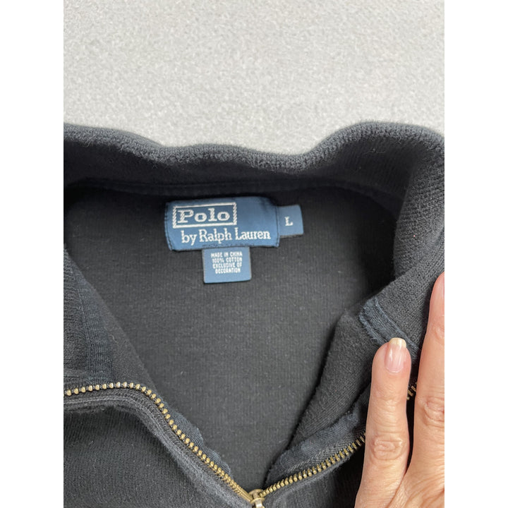 Men's Polo Ralph Lauren Black Quarter Zip Sweater Size Large