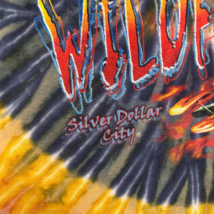 Y2K Silver Dollar City Wildfire Roller Coaster Tie Dye Long Sleeve Shirt Large