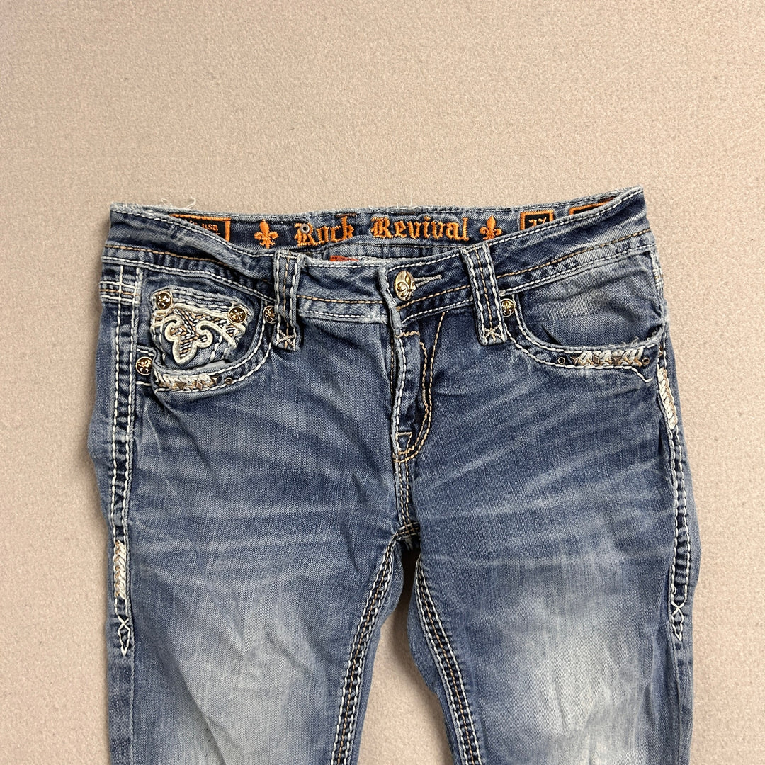 Women's Rock Revival Alost Skinny Jeans 30x30 Big Stitch Y2K