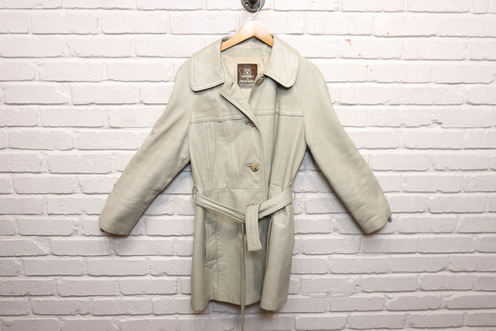 70s 24k grey leather jacket size medium