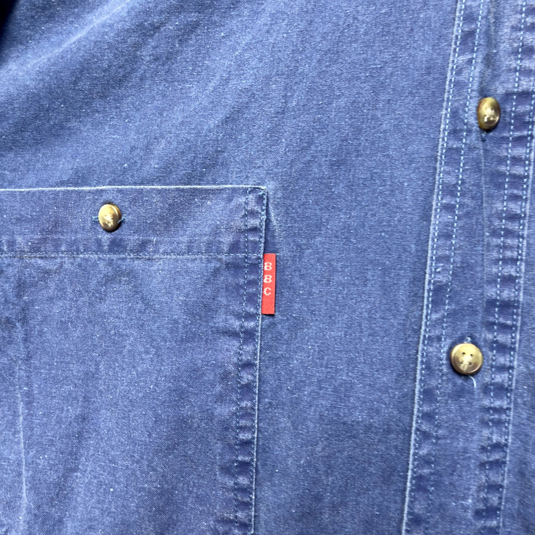 90's Men's Bugle Boy Blue Chambre Denim Top Size XL