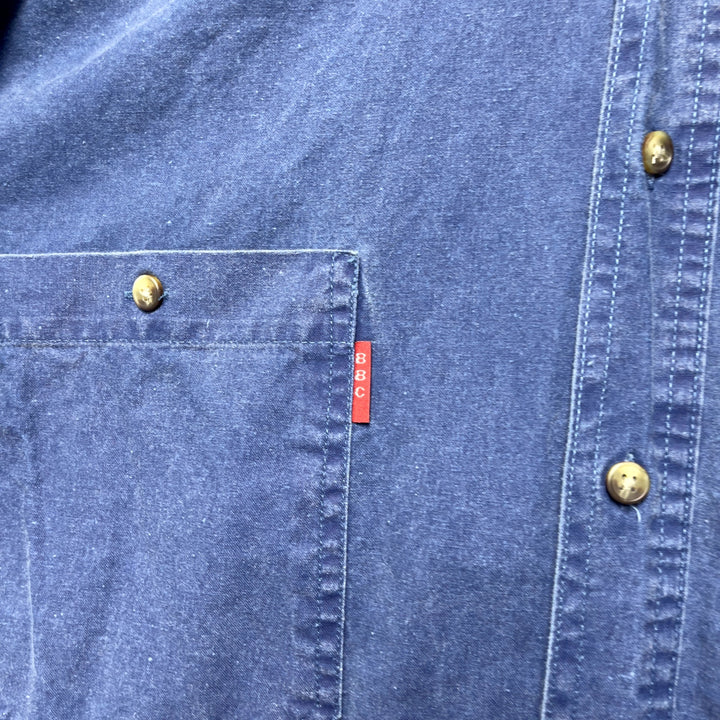 90's Men's Bugle Boy Blue Chambre Denim Top Size XL