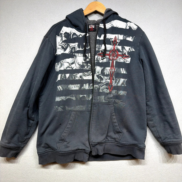 Vintage MMA Elite Skull Hoodie Broken Zipper Size  Large