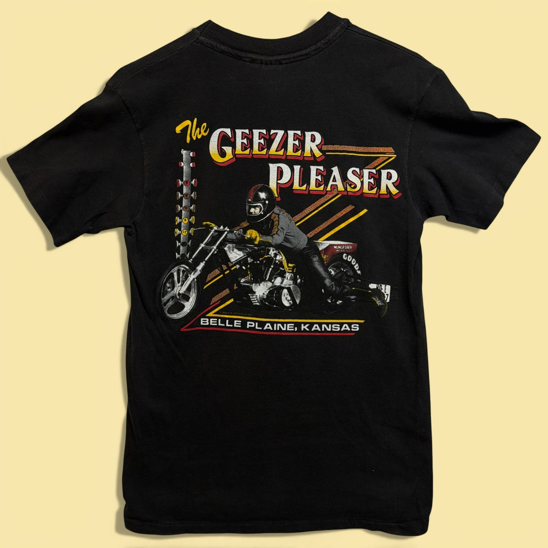 VTG Nungesser Engineering Geezer Pleaser 80s Harley Drag Racing T Shirt Medium