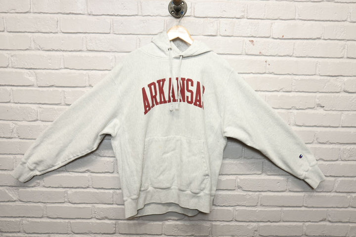 university of arkansas champion reverse weave hoodie size large