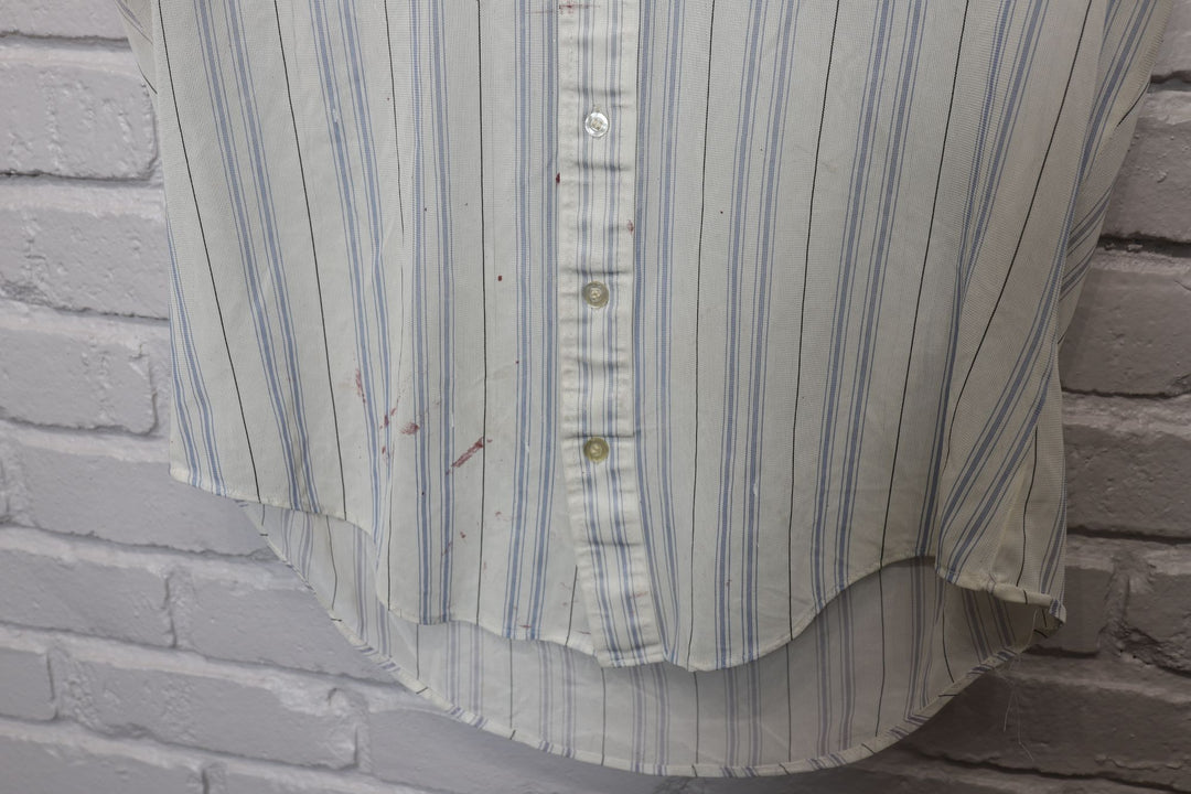 70s stained sears button front shirt size large