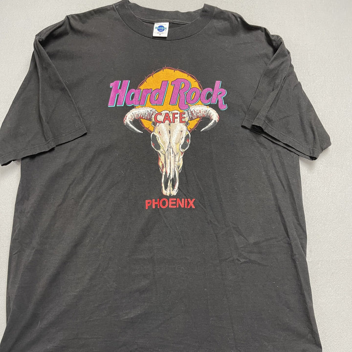 90's Hard Rock Cafe Phoenix Long Horn Skull Black Shirt Size XXL