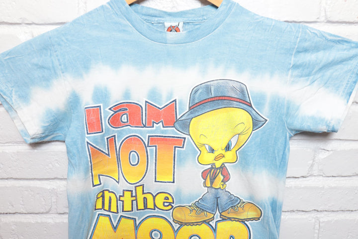 2000s Vintage Tweety I Am Not In the Mood Tie Dye T Shirt Size Medium