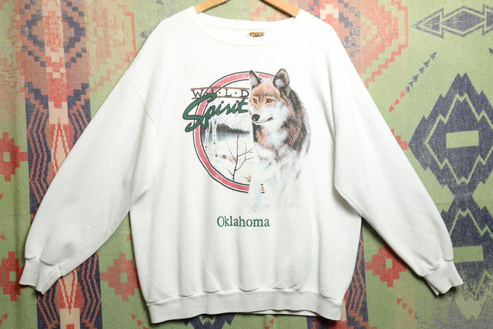 Oklahoma Wolf Vintage Sweatshirt XXL 90s
