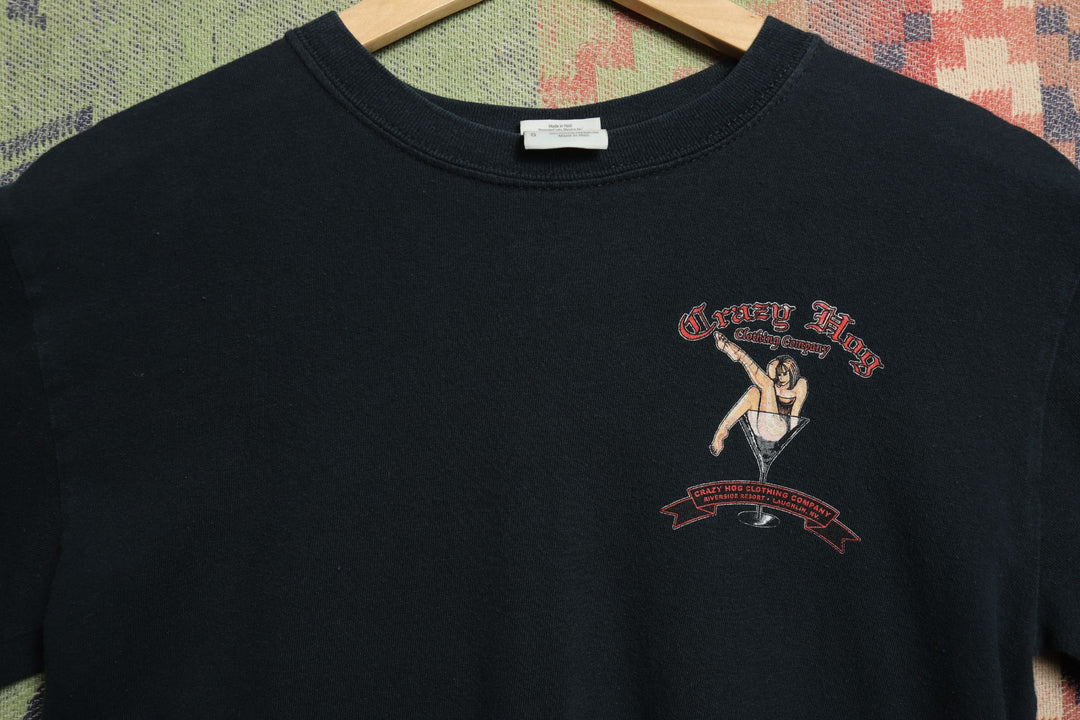 Crazy Hog Clothing Company Vintage Biker Girl T Shirt Small Y2K 2000s