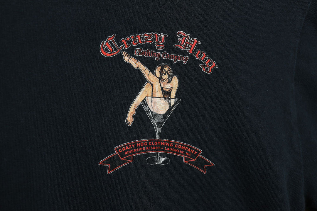 Crazy Hog Clothing Company Vintage Biker Girl T Shirt Small Y2K 2000s