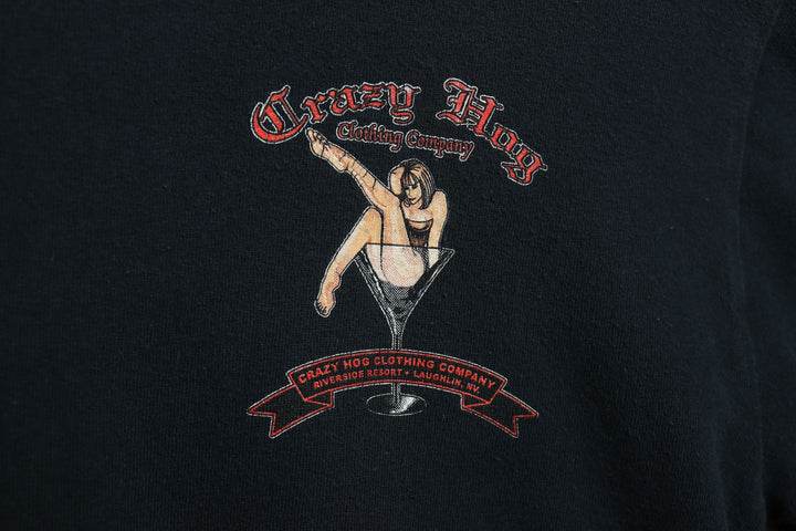 Crazy Hog Clothing Company Vintage Biker Girl T Shirt Small Y2K 2000s