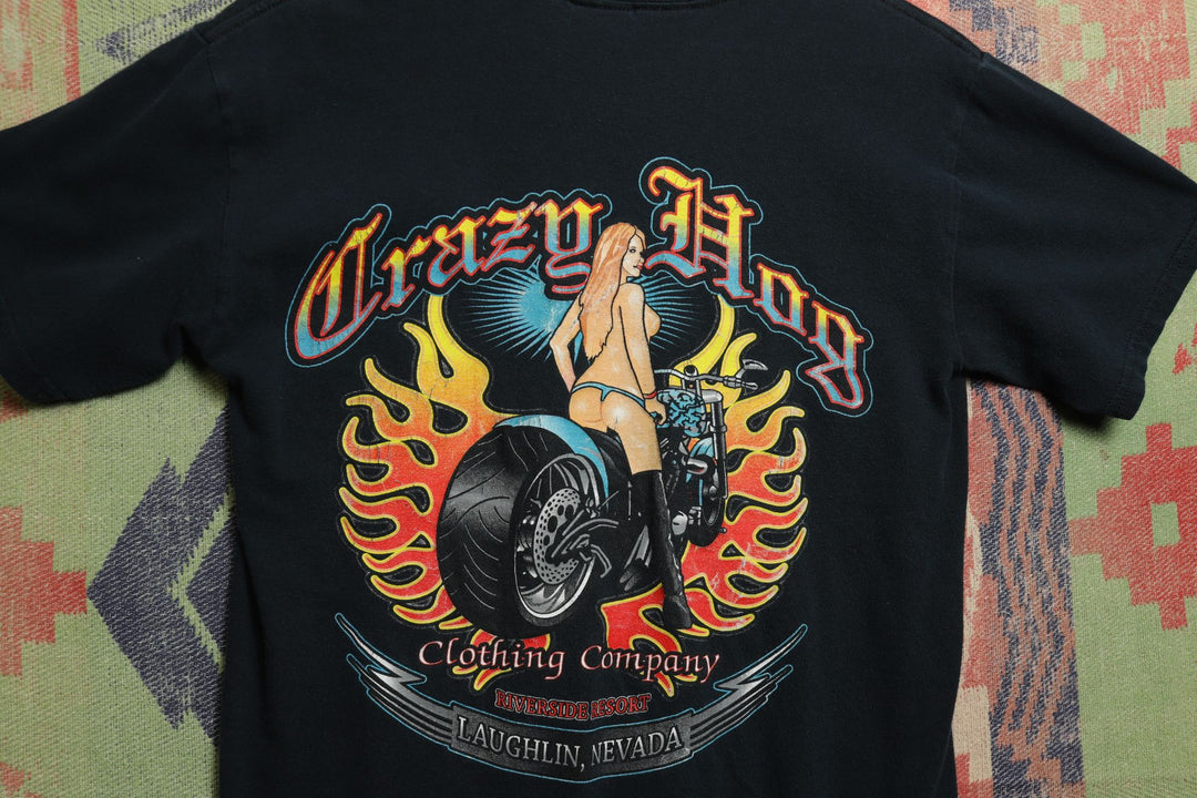 Crazy Hog Clothing Company Vintage Biker Girl T Shirt Small Y2K 2000s