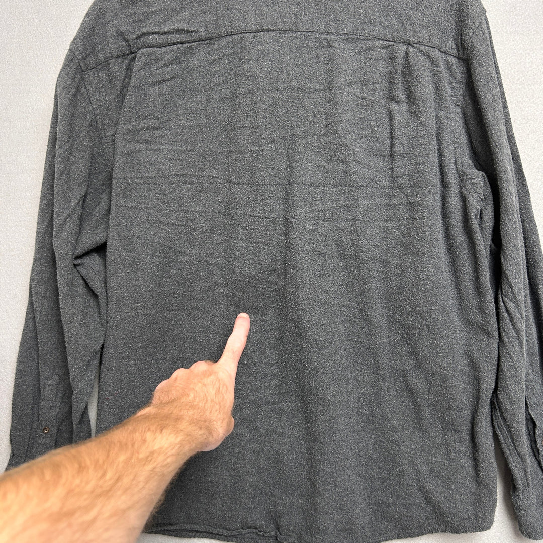 Men's Faded Glory Grey Double Pocket Flannel Button Up XL