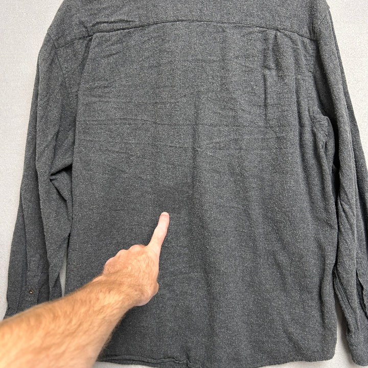 Men's Faded Glory Grey Double Pocket Flannel Button Up XL