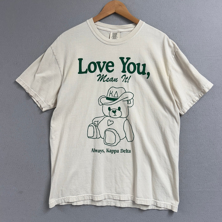 "Love you, Mean it!" Kappa Delta Bear Arkansas Sorority Shirt Large