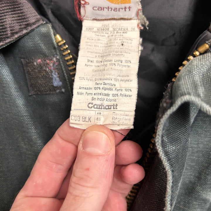 Vintage Carhartt C03 BLK Full Zip Work Wear Jacket Distressed 48
