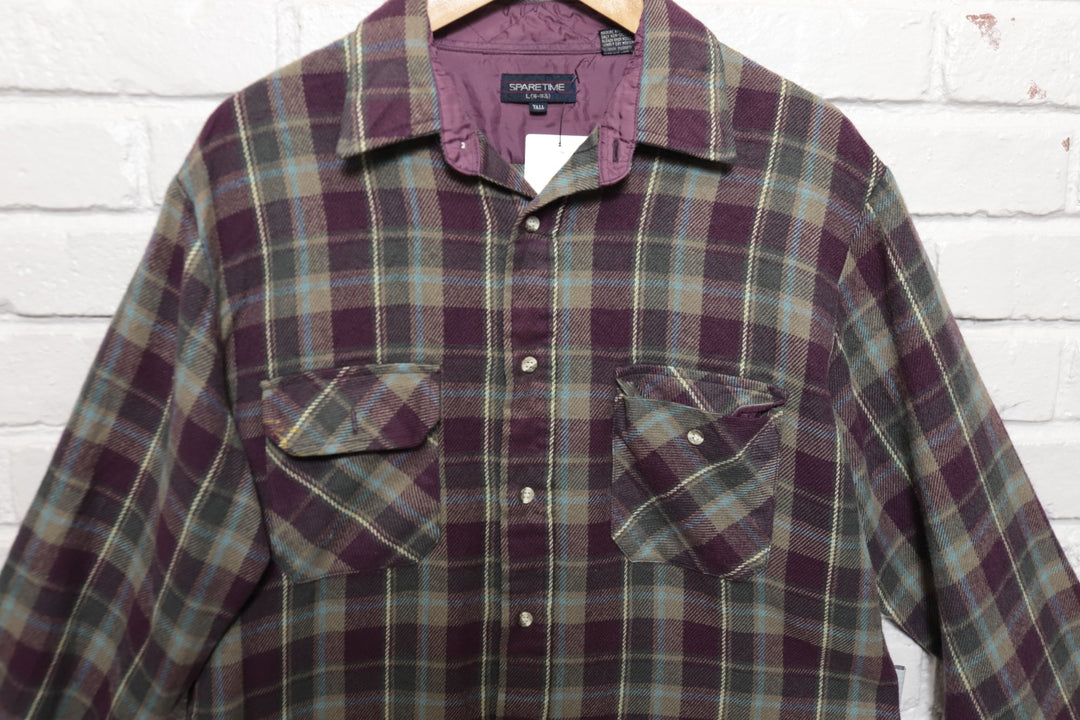 Spare Time Vintage Plaid Shirt 80s Large