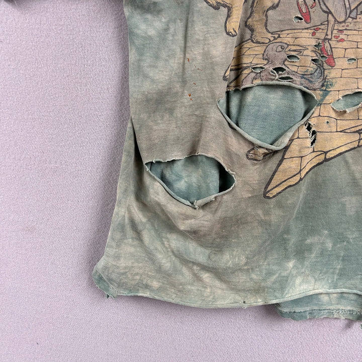 Vintage Grateful Dead Liquid Blue Heavily Distressed Thrashed T Shirt Size XL