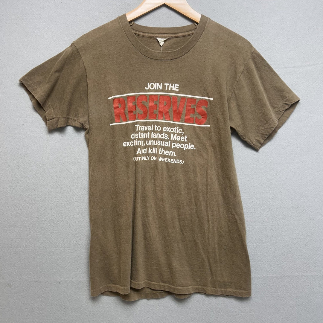 Vintage 90's Military "Join The Reserves" Brown Shirt Size Medium