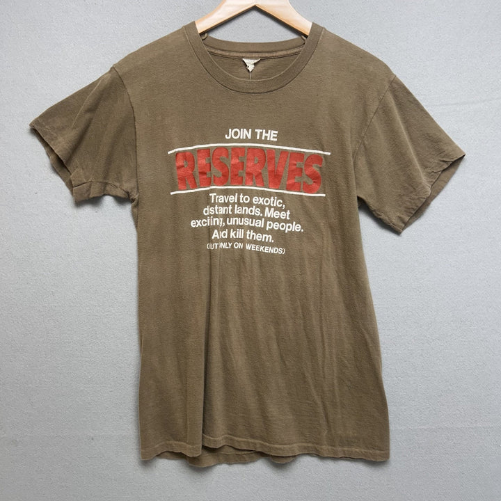 Vintage 90's Military "Join The Reserves" Brown Shirt Size Medium