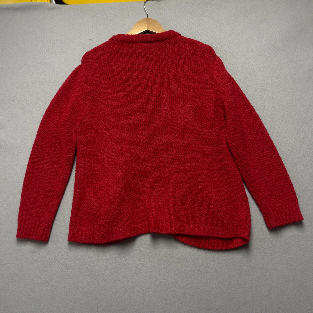 90's Miceli Women's Red Cardigan Sweater Size Large