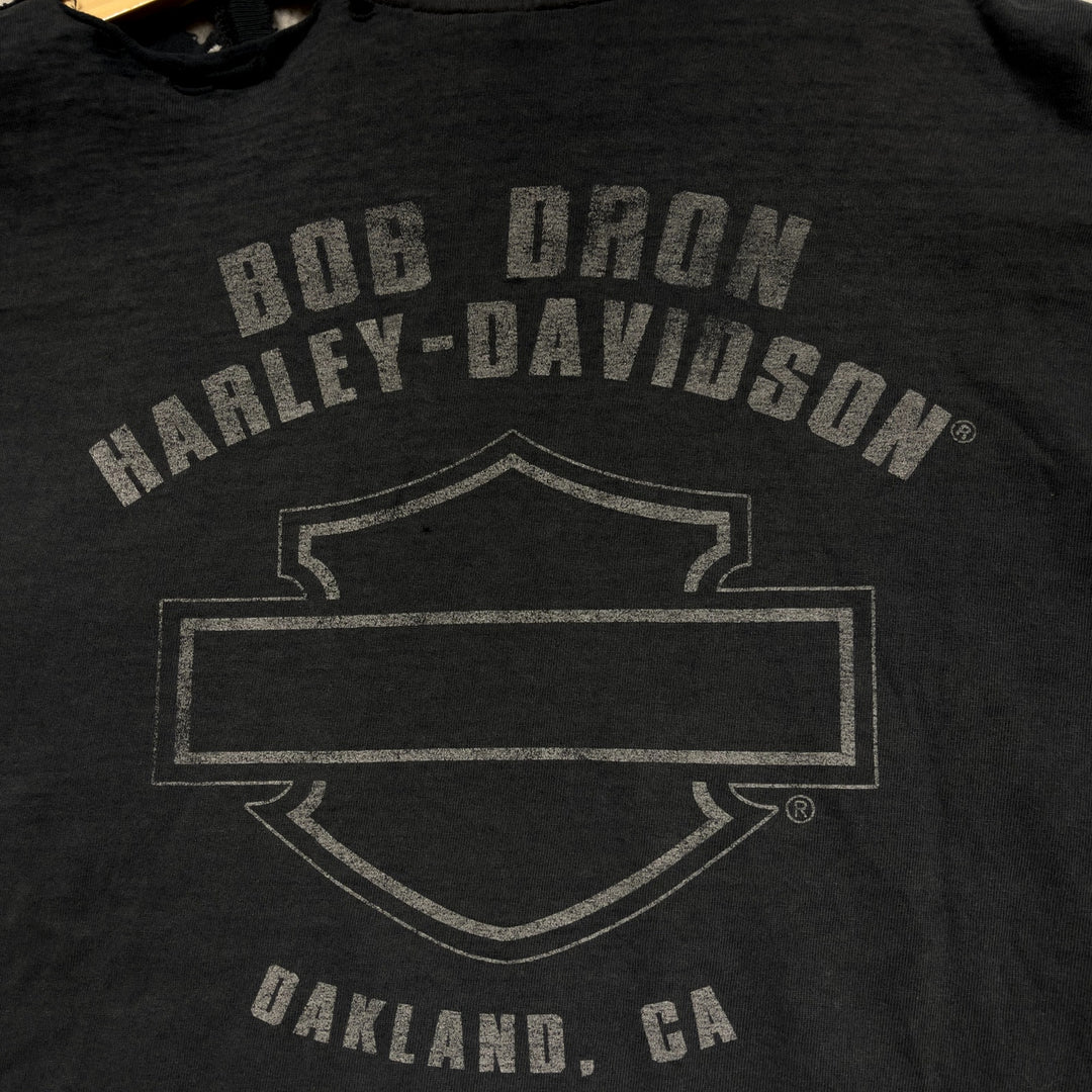 Vintage Thrashed Harley davidson Oakland Long Sleeve T Shirt Size XXL