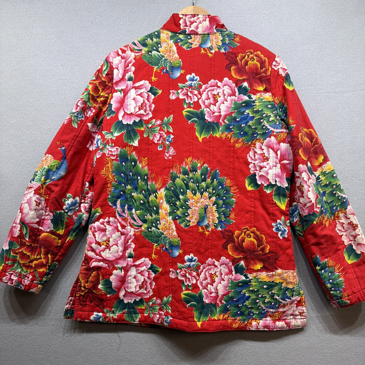 Vintage Peacock Asian Print Allie Flynn Jacket Size 13/14
