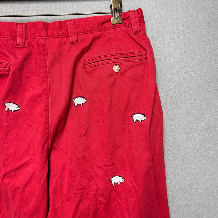 Washed Stone And Beaten Embroidered Pig Arkansas Pants Size 33x27