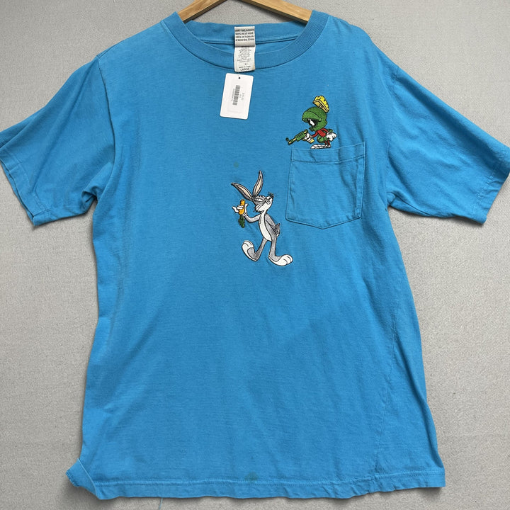 Vintage Looney Tunes Martian & Bugs Bunny Pocket Tee Large