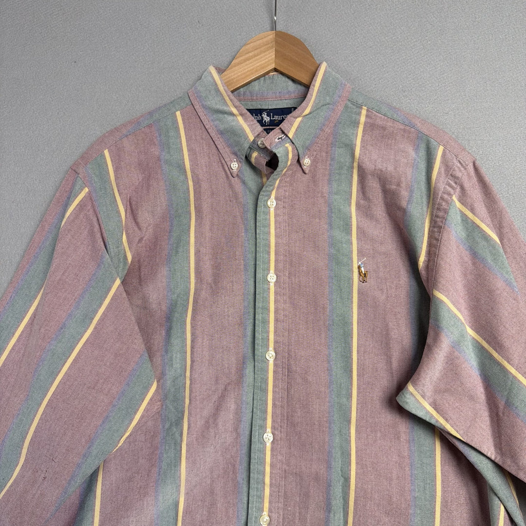 Vintage Polo Ralph Lauren Striped Button Down Shirt Size XL