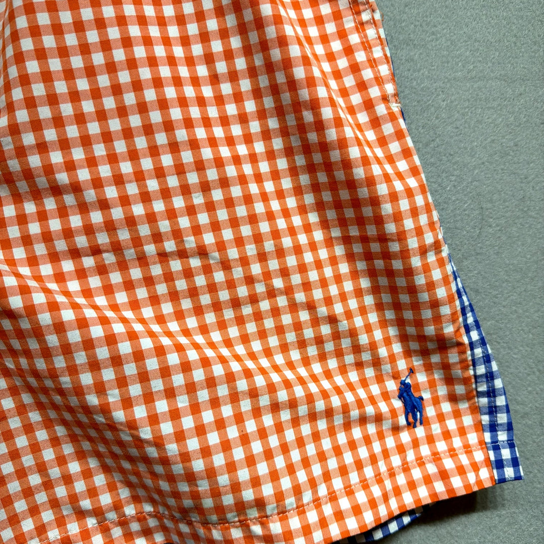 Polo Ralph Lauren Multicolor Gingham Plaid Swim Trunks Size Medium