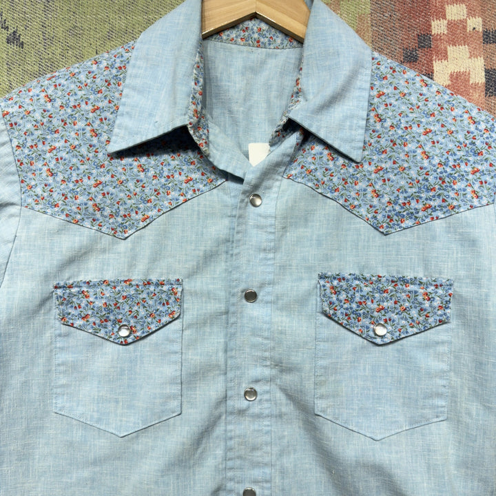 Chambray Vintage Western Button Down Shirt Medium 70s