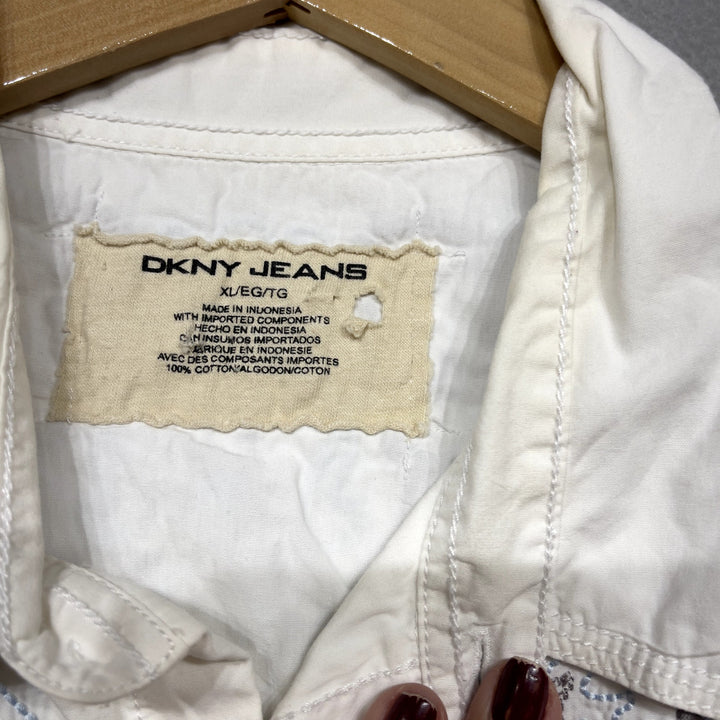 Vintage DKNY Jeans Y2K Pearl Snap Shirt Size XL