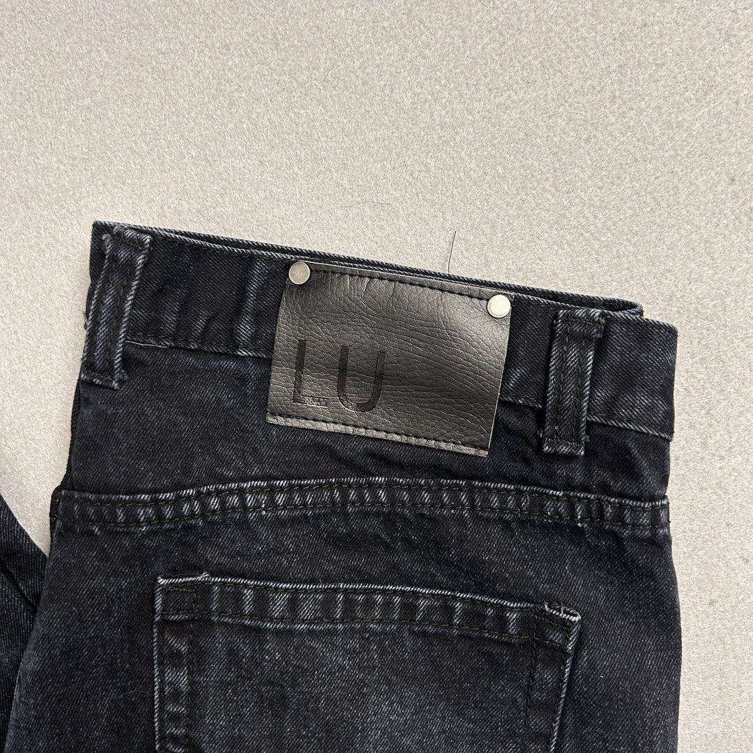 Linea Uomo Mens Black Denim Jeans Baggy Wide fit 38x32