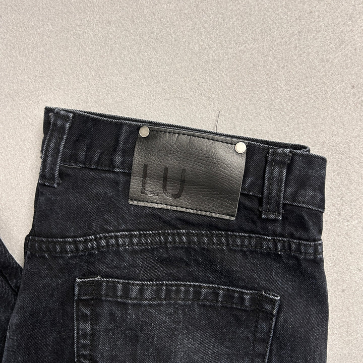 Linea Uomo Mens Black Denim Jeans Baggy Wide fit 38x32