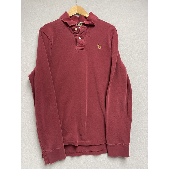 Y2k Abercrombie & Fitch Red Long Sleeve Polo Size XXL